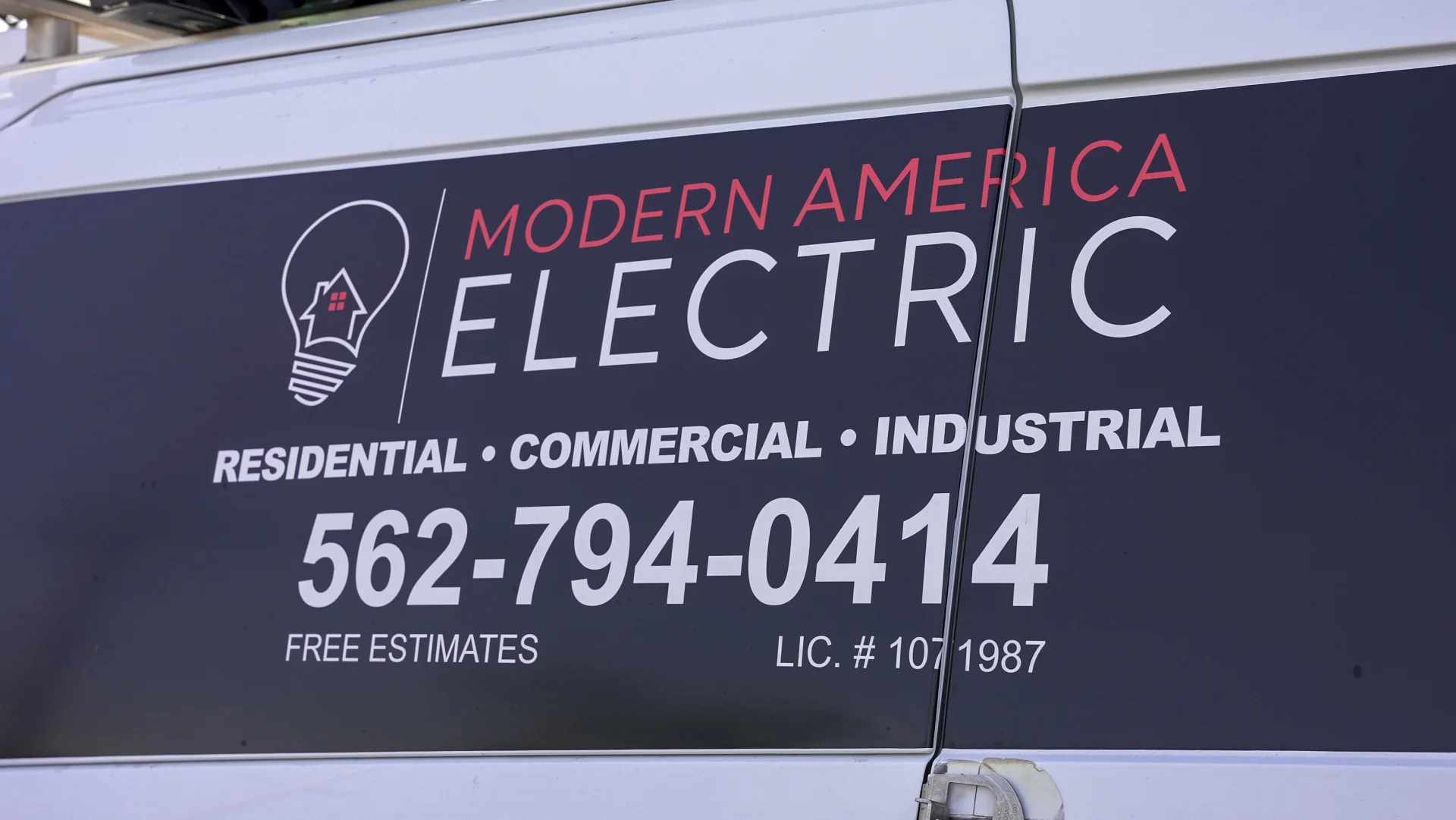 Modern America Electric branded work truck on site